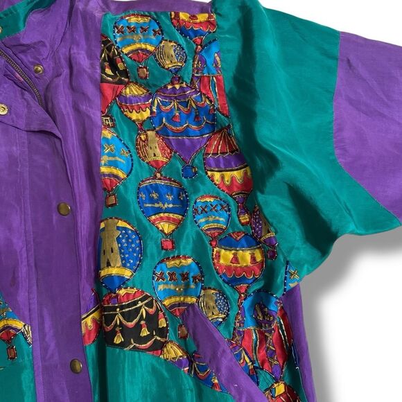 Vintage Bocoo Silk Tracksuit Hot Air Balloon Print Jacket Pants Set Size Small - Picture 7 of 15